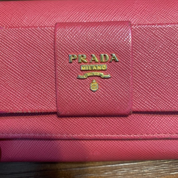 PRADA Saffino leather long wallet. Pink bow π - Picture 3 of 9
